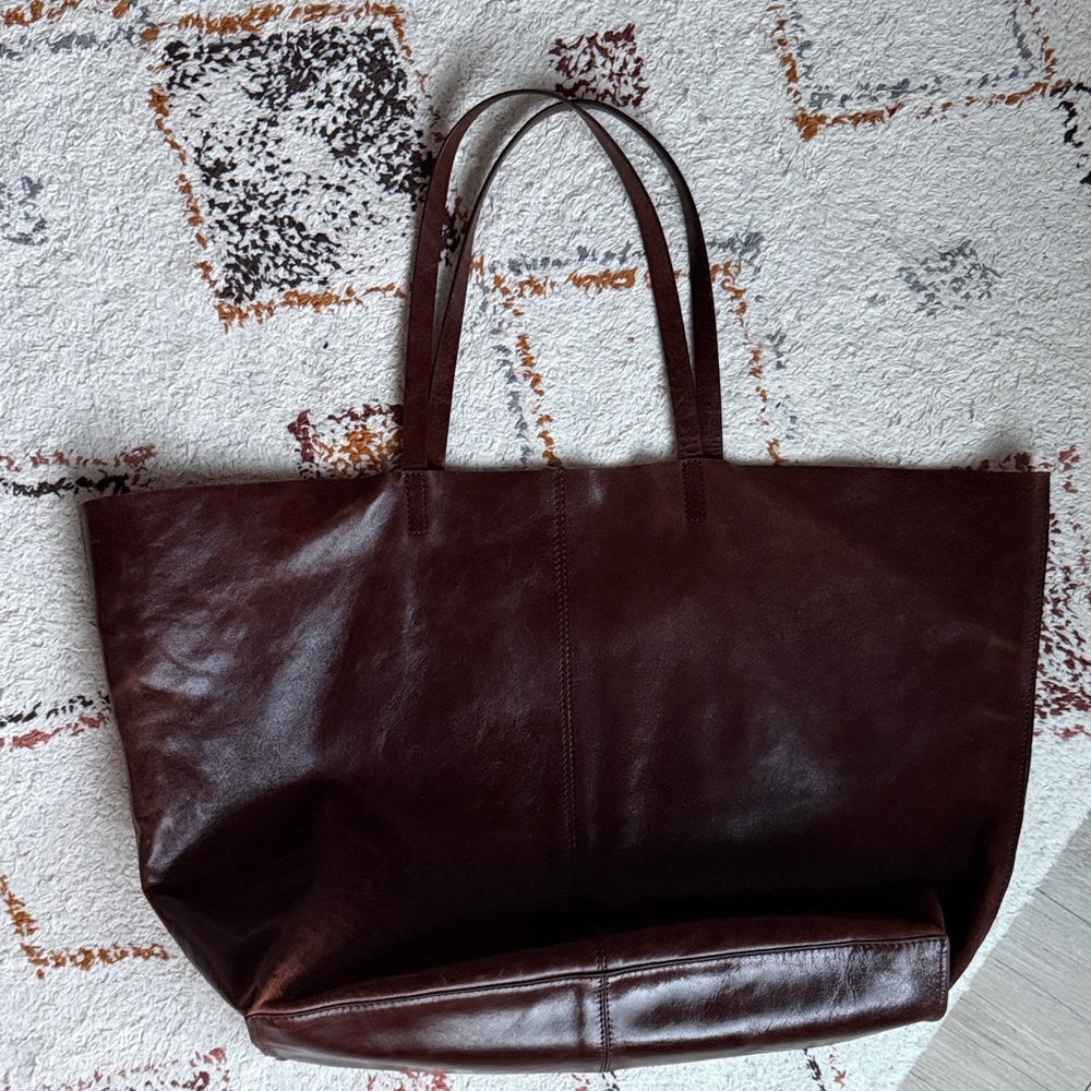 🪐 ZARA 🪐 Max Leather Tote Bag • Brown • One size only - Picture 2 of 16